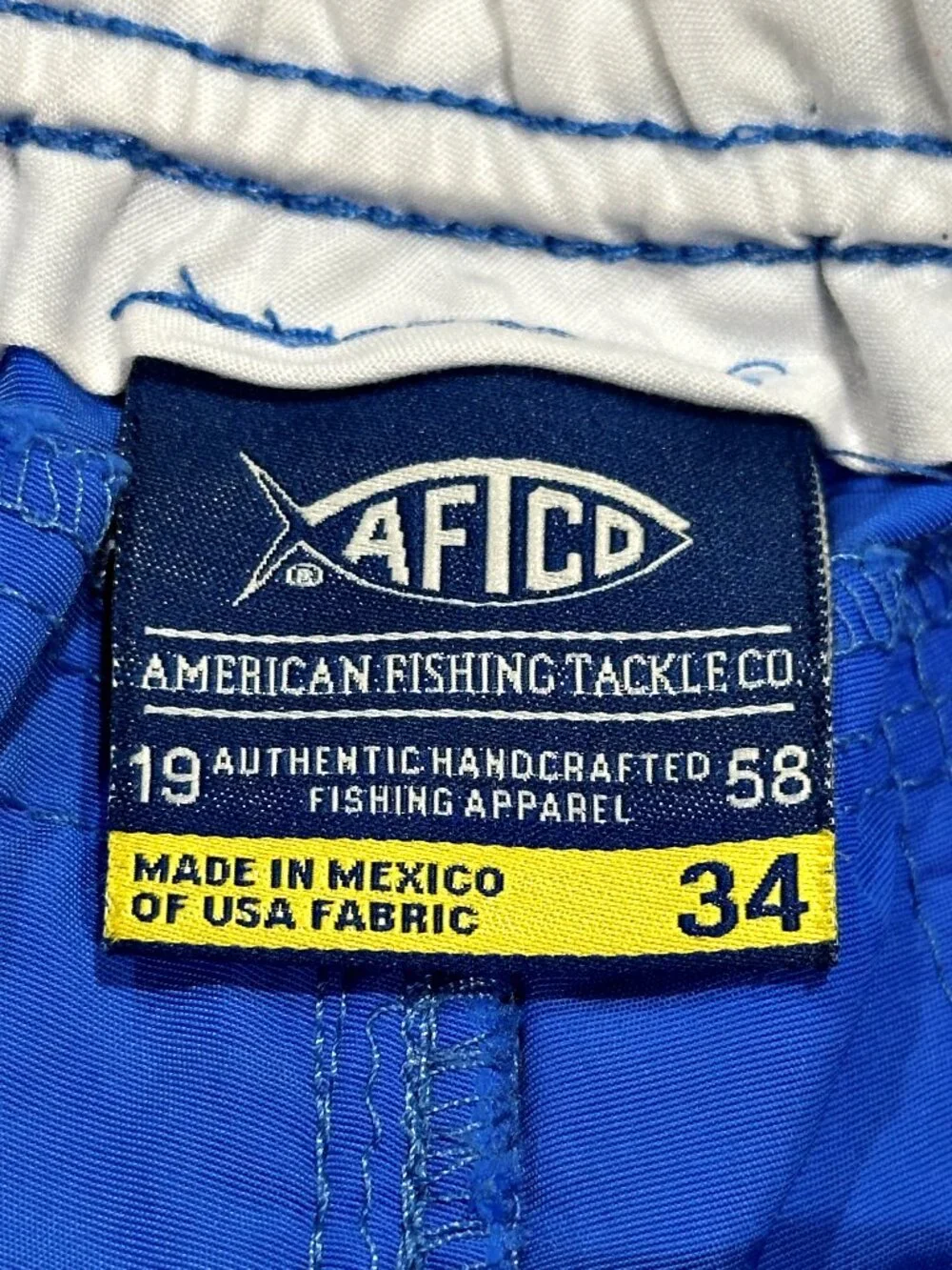 AFTCO Fishing Shorts Long Mens 34 Blue Nylon Cargo Angler Outdoor Utility Mexico